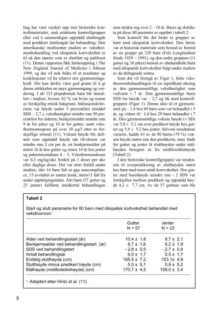 Veksthormonbehandling ved idiopatisk kortvoksthet - Pediatrisk ...