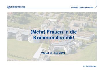 "Mehr Frauen in die Kommunalpolitik!" Vortrag Dr. Elke ... - Wesel