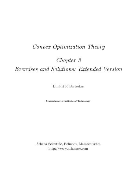 Convex Optimization Theory Chapter 3 Exercises ... - Athena Scientific