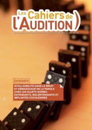 Cahiers de l'Audition - CollÃ¨ge National d'AudioprothÃ¨se