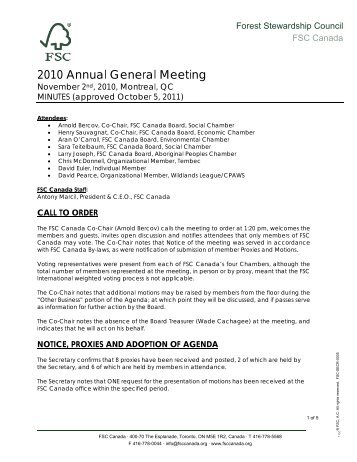 2010 Annual General Meeting - Forest Stewardship Council of ...