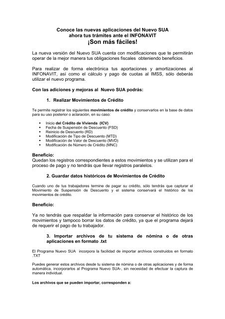 Programa Sua Guia completa SUA 2000 para windows. - Infonavit