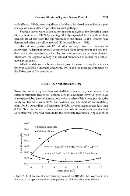 Efficiency of Calcium Silicate and Carbonate in Soybean Disease ...