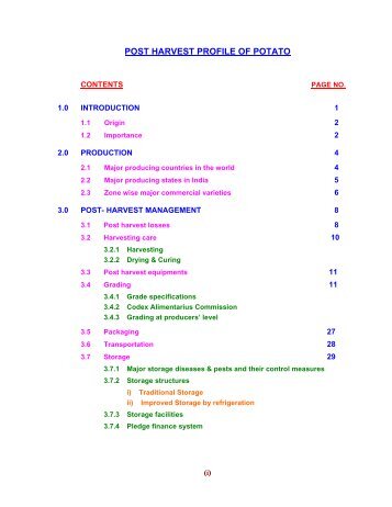 POST HARVEST PROFILE OF POTATO - Agmarknet