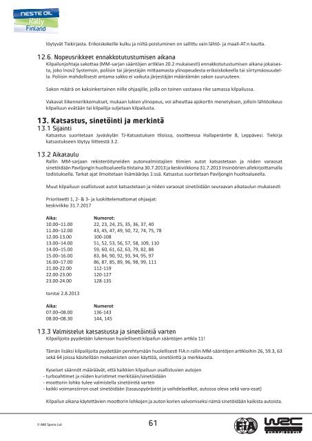 Rally Guide 2 - Tekstiosa - Neste Oil Rally Finland