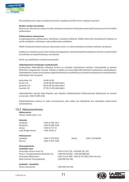 Rally Guide 2 - Tekstiosa - Neste Oil Rally Finland