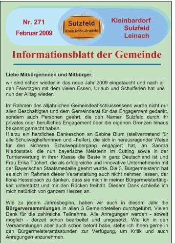 Informationsblatt der Gemeinde - Sulzfeld