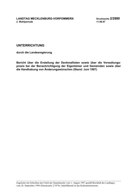 UNTERRICHTUNG - Landtag Mecklenburg Vorpommern