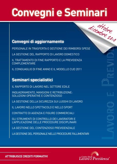 Convegni e Seminari - Centro Studi Lavoro e Previdenza