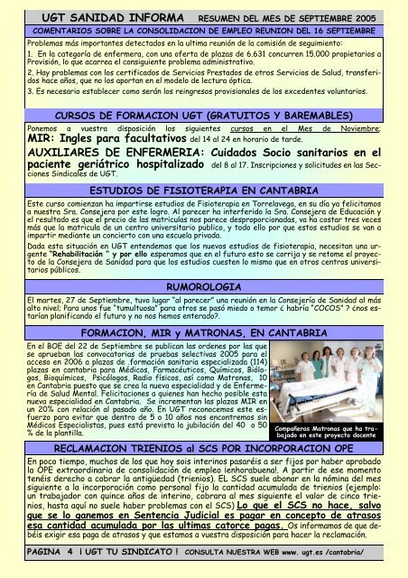 Boletin NÂº 25 Septiembre - Sanidad en UGTCantabria - UGT ...