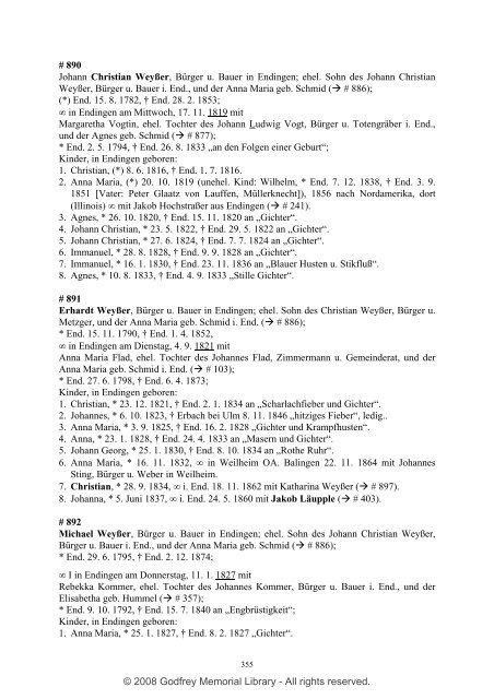 Ortsfamilienbuch Endingen 1600 - 1940 - Godfrey Memorial Library