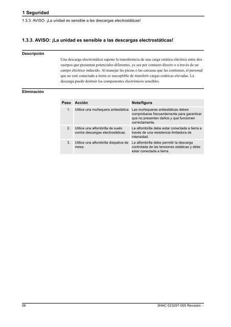 Manual del producto (parte 1 de 2), procedimientos