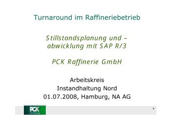 Stillstandsplanung und - SAP Arbeitskreis Nord