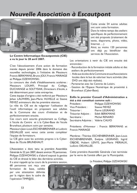 Bulletin Municipal NÂ°110 Octobre 2007 - Escautpont