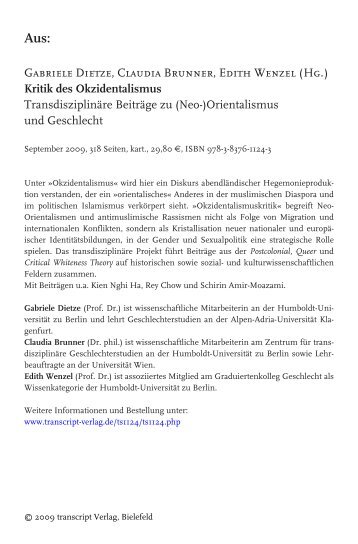 Gabriele Dietze, Claudia Brunner, Edith Wenzel ... - transcript Verlag