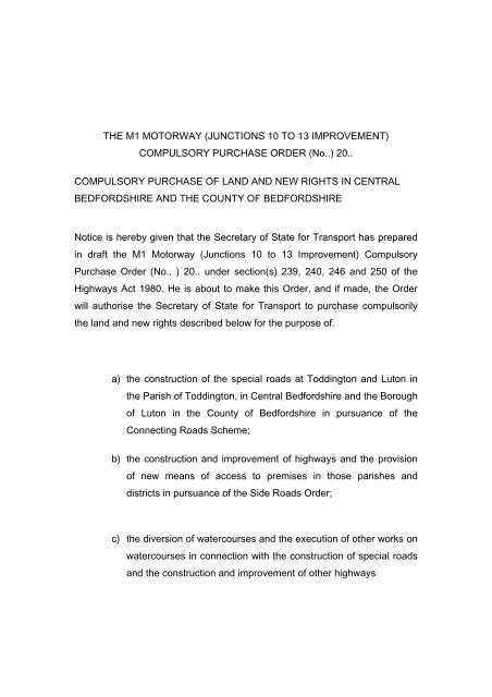 COMPULSORY PURCHASE ORDER - Highways Agency