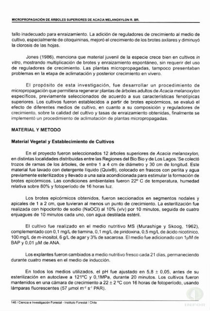 MICROPROPAGACIÃN DE ÃRBOLES SUPERIORES ... - Inicio - Infor