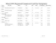 Illinois EPA Registered Commercial Used Tire Transporters