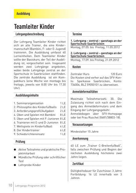 C-Lizenz Leistungsfußball - Saarländischer Fußballverband e.V.