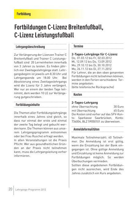 C-Lizenz Leistungsfußball - Saarländischer Fußballverband e.V.