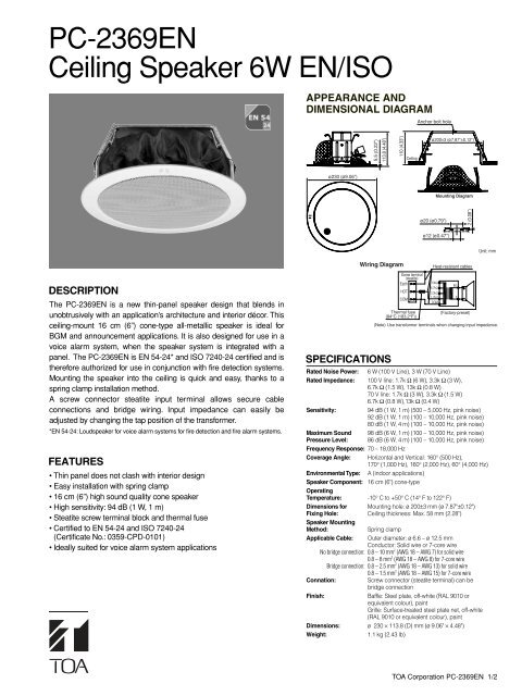 PC-2369EN Ceiling Speaker 6W EN/ISO - Eltek