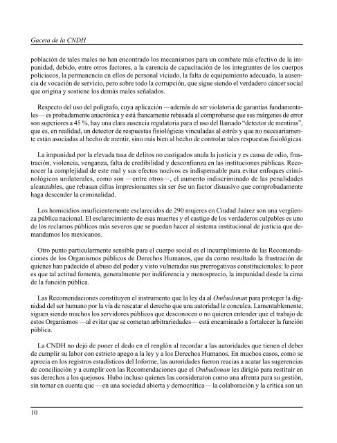 Gaceta NÂ° 151 - ComisiÃ³n Nacional de los Derechos Humanos