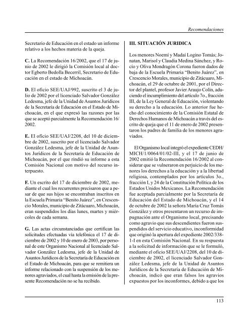 Gaceta NÂ° 151 - ComisiÃ³n Nacional de los Derechos Humanos