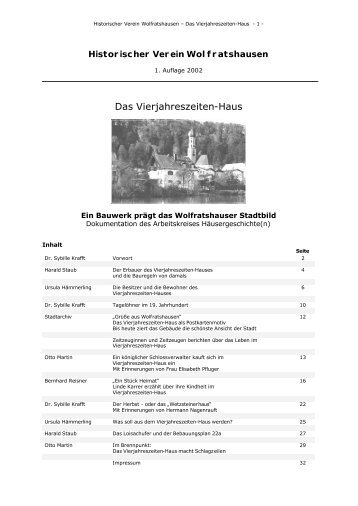 Das Vierjahreszeiten-Haus - Historischer Verein Wolfratshausen eV