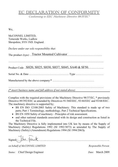 SHAKAERATOR - Operator Manual - McConnel