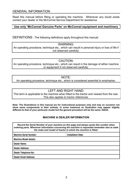 SHAKAERATOR - Operator Manual - McConnel