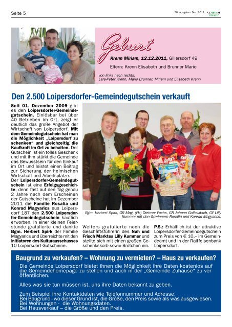 Gemeinde Zuhause 1/2012 (PDF) - Gemeinde Loipersdorf