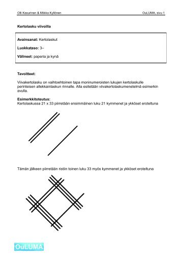 Kertolasku viivoilla Avainsanat: Kertolaskut Luokkataso ... - OuLUMA