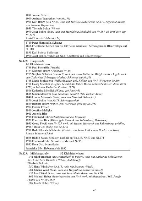 Hausbesitzerreihen in Bernhardsthal ab 1605 - Friedl Dieter