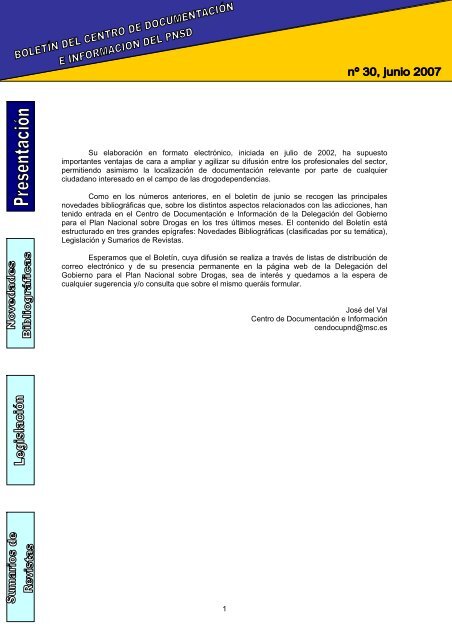 NÂº 30. Junio - Plan Nacional sobre drogas