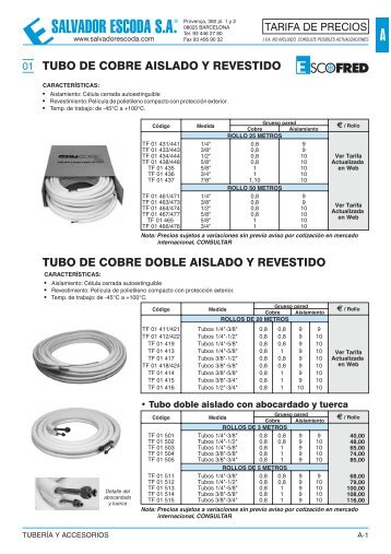 Tarifa de Precios - Tubería y Accesorios - Salvador Escoda SA