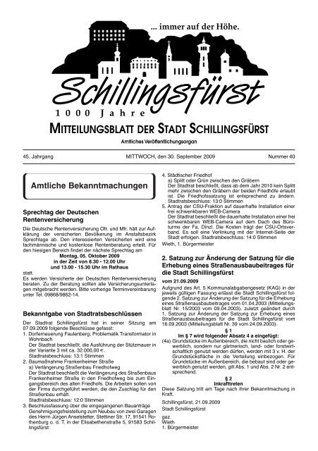 Amtliche Bekanntmachungen - Schillingsfürst