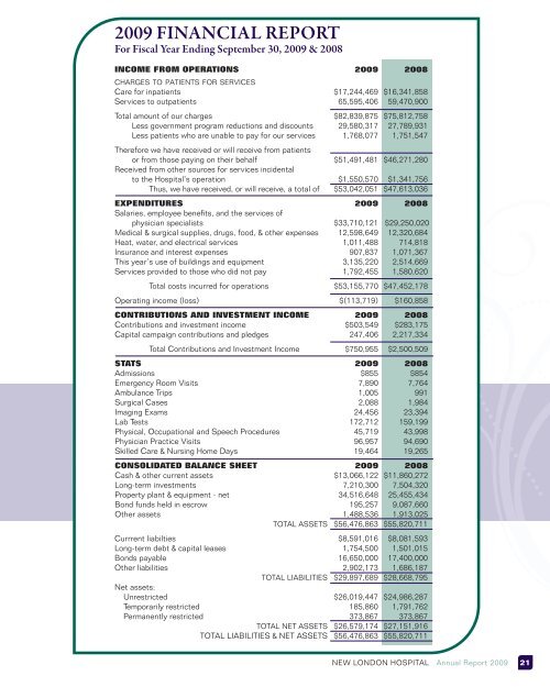 Annual Report 2009 - New London Hospital