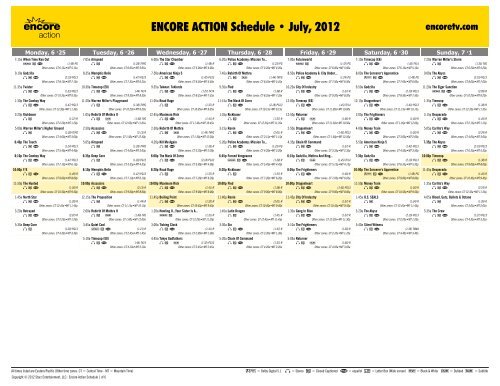 ENCORE ACTION Schedule - July, 2012 - Starz