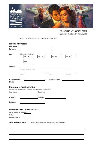 Volunteers Application Form.xlsx - Opera Australia