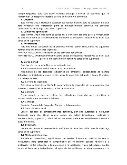 NORMA Oficial Mexicana NOM-022/1-NUCL-1996, Requerimientos ...