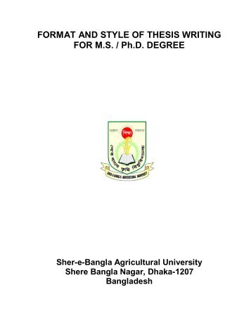 Thesis writing format - Sher-e-Bangla Agricultural University