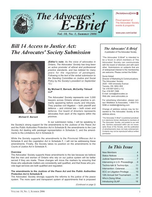 E-Brief Sept - Oct - The Advocates' Society