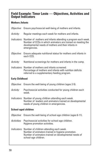 Starting Up Child Centered Spaces in Emergencies: A Field Manual