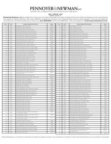 2011 PRICE LIST PENNoyER-NEwmAN, LLC is committed to ...