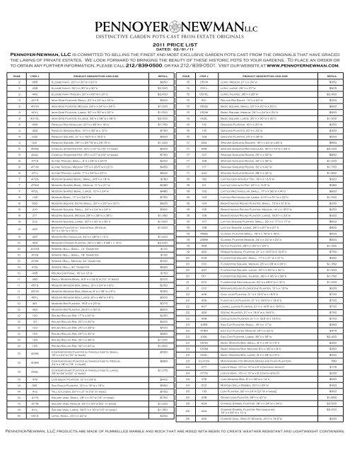 2011 PRICE LIST PENNoyER-NEwmAN, LLC is committed to ...