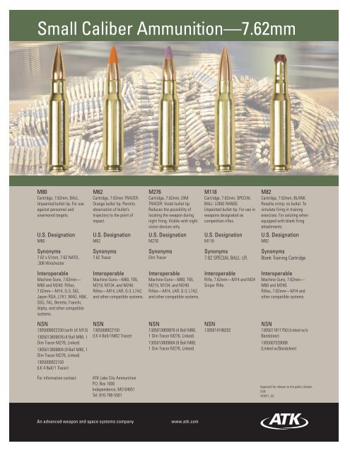 Brochure - MIL-STD 7.62mm Ammunition - NIOA LEM