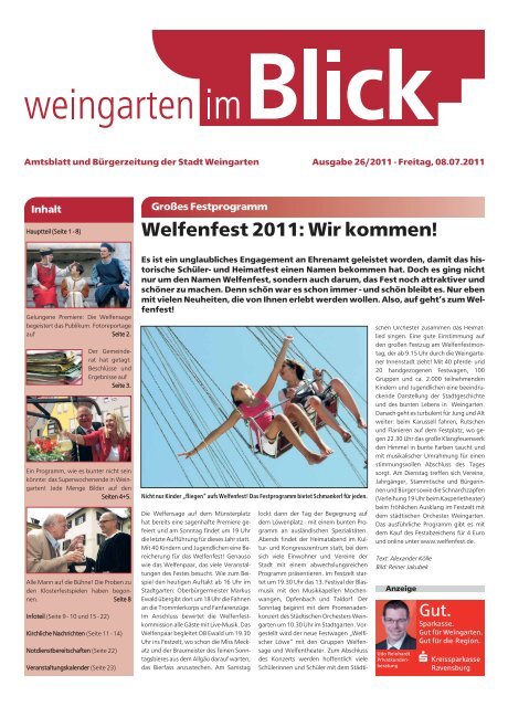 Welfenfest 2011: Wir kommen! - Weingarten im Blick