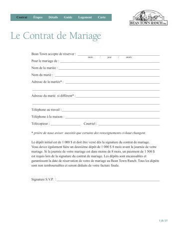 Le Contrat de Mariage - Bean Town Ranch