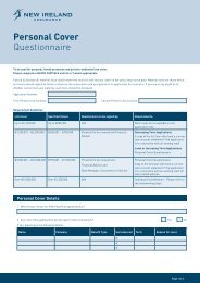 Personal Cover Questionnaire - New Ireland Assurance