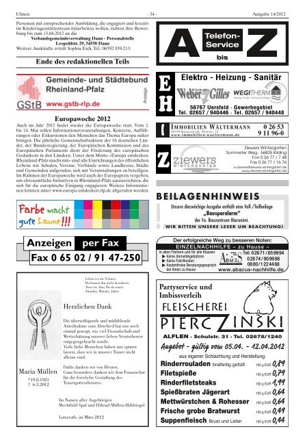 Ausgabe 14/2012 - Verbandsgemeinde Ulmen